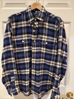 Polo by Ralph Lauren Blue and White Plaid Button-Down Shirt
